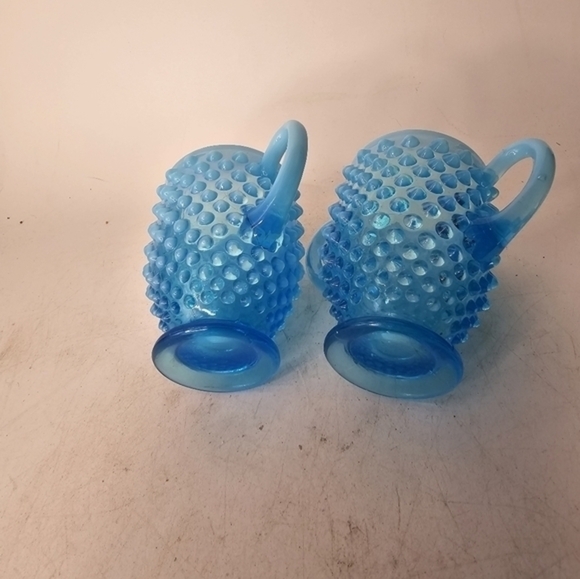 Vintage Fenton blue hobnail opalescent sugar and creamer - Picture 4 of 5